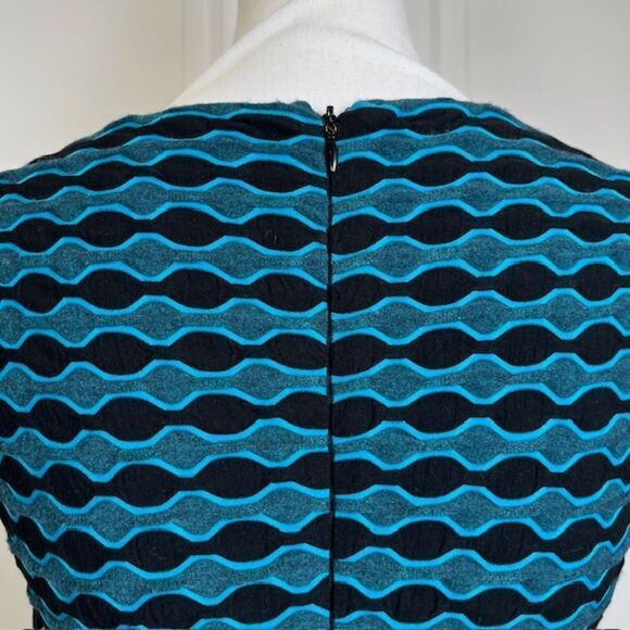 NWT Calvin Klein Stretchy Dress Black and Aqua Geometric Print Lined 2 Back Zip - Picture 4 of 11